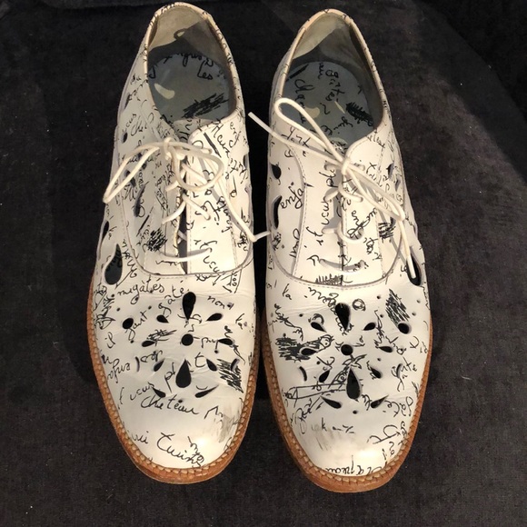 Authentic Julien David Oxford shoes in white with black scribble size 40 - Picture 3 of 8